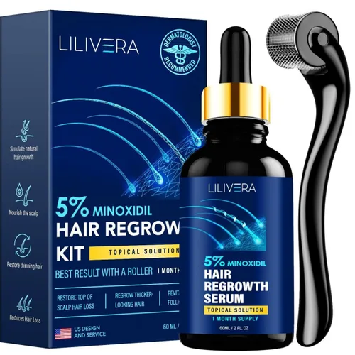 Kit de crecimiento de cabello y barba de minoxidil al 5%: suero tópico de minoxidil extra fuerte para el crecimiento del cabello para adelgazar el