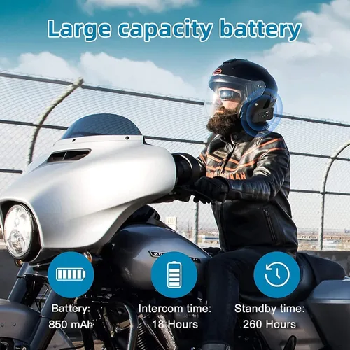 Miniatura 5 de MIMIRACLE V6 Pro - Auriculares Bluetooth para motocicleta, intercomunicador para casco de 6 ciclistas 800M Intercom Range, Dual Phone Pairing, CVC