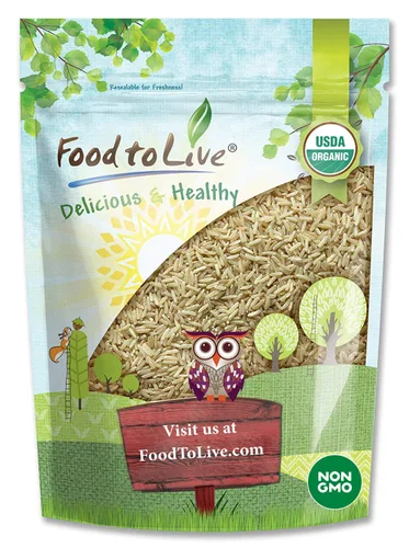 Miniatura 7 de Food to Live Arroz orgánico de jazmín marrón, 12 onzas, sin OMG, arroz integral, variedad de grano largo, no irradiado, kosher, vegano. Rico