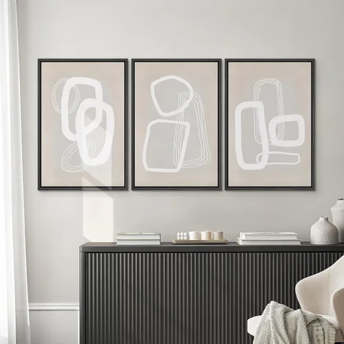 Miniatura 275 de SIGNWIN Lienzo enmarcado para pared, arte con pinceladas de flujo neutro en tonos beige abstractos, ilustraciones, arte moderno, decorativo