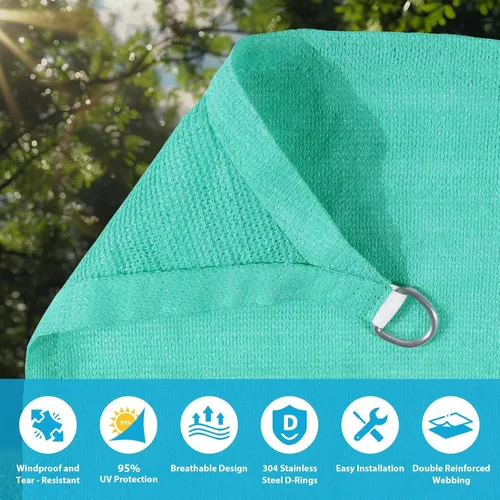 Miniatura 3 de Amagenix Toldo tipo vela de 8 x 8 x 8 pies, borde curvado, para exteriores, turquesa, transpirable, 95% bloqueo de rayos UV, para patio, jardín
