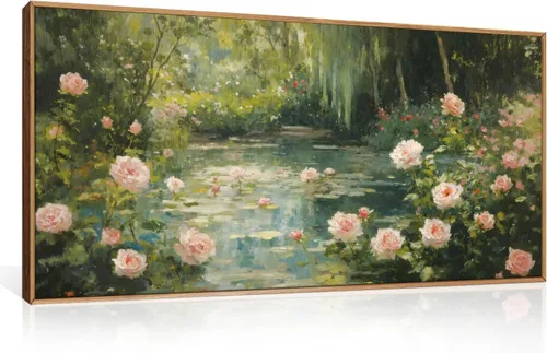 Miniatura 43 de Aryroi Juego de arte de pared en lienzo abstracto grande con marco floral, estilo bohemio, retro, neutro, flores silvestres, arte botánico de flores