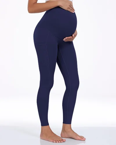 Miniatura 14 de WHOUARE Leggings de maternidad sobre el vientre con bolsillos para mujer, cintura alta, entrenamiento, pantalones de yoga
