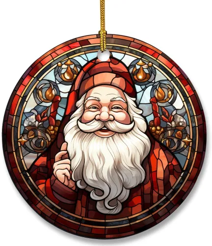 Miniatura 8 de Adorno de cerámica divertido - Papá Noel travieso y ciervo "Deseo que no te traiga nada más que una feliz Navidad" - Adornos para el hogar, adorno