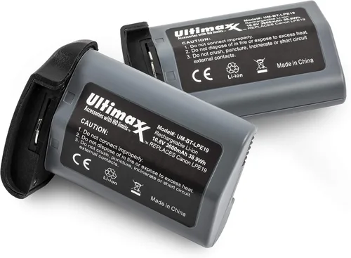 Ultimaxx LP-E19 Baterías recargables de iones de litio de gran capacidad (x2), compatibles con EOS-1D X Mark III, 1D X Mark II, 1D X, 1Ds Mark III,