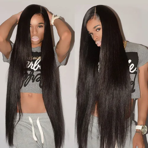 Cynosure - Extensiones de pelo brasileño liso, 3 paquetes, grado 8a, sin procesar, color negro natural, 3 paquete, Negro natural