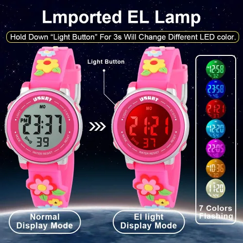 Miniatura 5 de Kids Watch 3D Cartoon Toddler Wrist Digital Watch Waterproof 7 Color Lights with Alarm Stopwatch for 3-10 Year Boys Girls Little Child