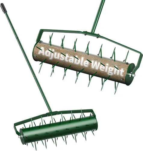 Aireador de césped de 21 pulgadas, herramienta manual de alta resistencia con mango de metal de 50 pulgadas para el cuidado del césped, aireador de