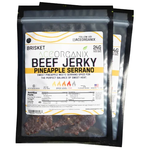 Miniatura 13 de Ace Organix Bocadillo de carne seca prémium de pechuga, varios sabores, fabricado en Estados Unidos (paquete variado de 5 sabores)