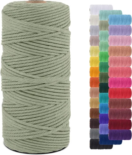 Miniatura 96 de Cuerda de macramé de 0.079 in para 219 yardas, cuerda de algodón natural para manualidades, hilo de cuerda de macramé de colores para colgar