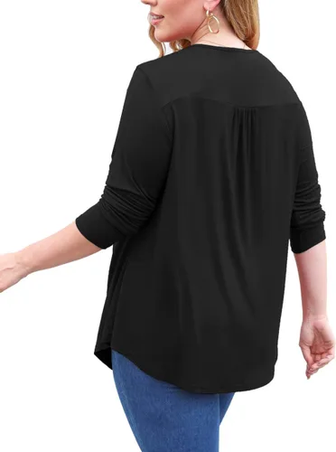 Miniatura 3 de a.Jesdani - Blusas plisadas con encaje de manga corta para mujer, talla extragrande estilo túnica, para verano, tallas M - 4XL