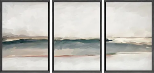 Miniatura 9 de SIGNWIN Lienzo enmarcado para pared, juego de arte abstracto de serenidad costera, ilustraciones abstractas junto al mar, arte moderno, decorativo