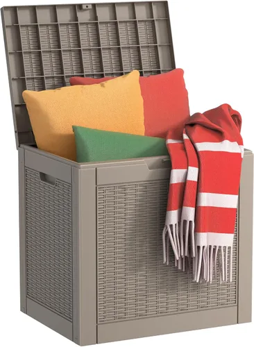 Miniatura 36 de Caja de almacenamiento impermeable para exteriores de 180 galones, caja de resina resistente a los rayos UV con varilla hidráulica para mayor 2-Gris