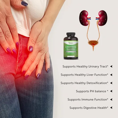 Miniatura 4 de Pure By Nature Cápsulas veganas de D-manosa de 600 mg con extracto de arándano y diente de león, apoyo para la salud del tracto urinario, impureza