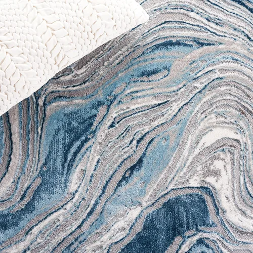 Miniatura 8 de SAFAVIEH Meadow Collection - Alfombra para pasillo, 2 x 7 pies, azul y gris, diseño abstracto moderno, no desprende pelusa y de fácil cuidado, ideal
