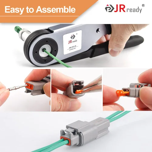 Miniatura 4 de JRready ST6141 Kit de conectores DTM, 2 3 4 6 8 12 pines gris IP67 conector impermeable con 35 pares de contactos sólidos estilo barril