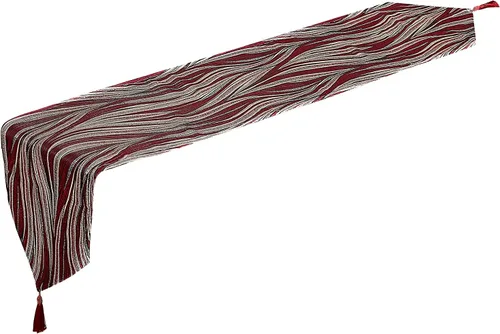 Violet Linen Tivoli Patrón de rayas, jacquard de poliéster, con borlas, color borgoña, 13 x 70 pulgadas, rectangular, camino de mesa decorativo