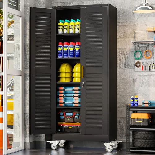 Miniatura 8 de Metal Garage Storage Cabinet, 36” Rolling Wheels Tool Cabinet with Lock-2 Adjustable Shelves, Locking Storage, Steel Locker Storage Systems for Home