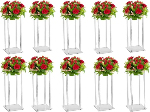 Miniatura 6 de 10 jarrones acrílicos transparentes para centros de mesa de boda, soporte de flores de 15.75 pulgadas de alto, jarrones de mesa de compromiso