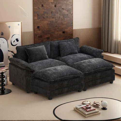 Miniatura 16 de Sofá modular seccional, sofá de nube con otomana, asiento profundo de felpilla en forma de L para sala de estar y apartamento