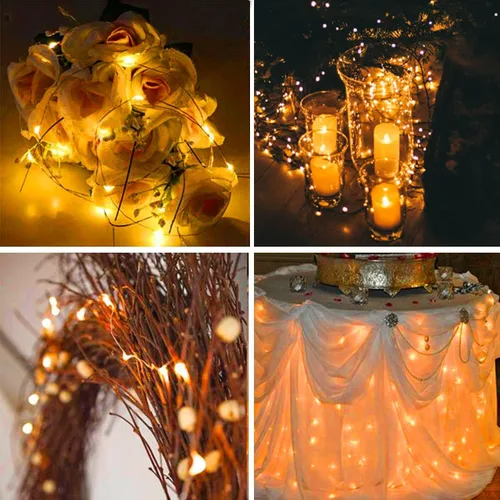 Miniatura 6 de Yiaht Paquete de 12 Luces de Hadas LED a Pilas con Temporizador, Luces de Cadena Impermeables de Alambre Plateado de 14 Pies, 40 LED Centelleantes