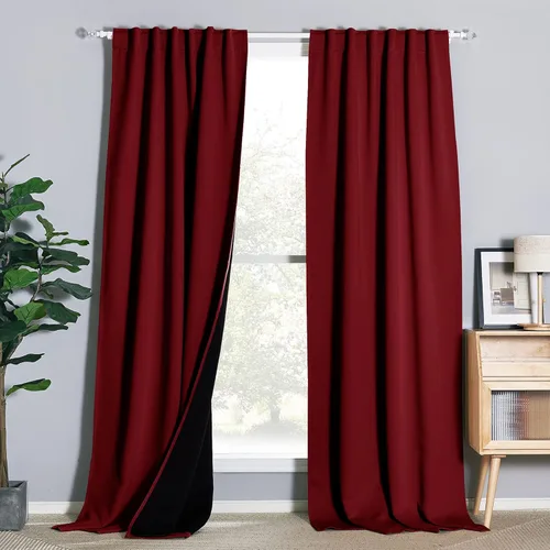 Miniatura 20 de NICETOWN Paneles de cortinas totalmente opacas para dormitorio que reducen el frío, cubiertas de ventana súper gruesas aisladas, cortinas Biscotti
