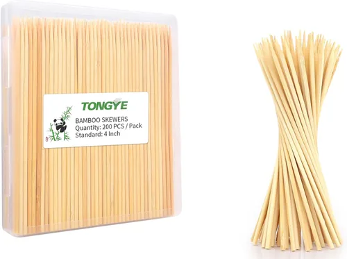 Miniatura 8 de [100 unidades] Brochetas de bambú de 6 pulgadas, pinchos de madera de primera calidad sin astillas, brochetas para parrilla, barbacoa, aperitivo