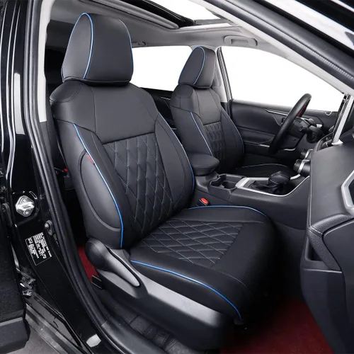 Miniatura 24 de EKR - Juego completo de fundas de asiento de cuero para automóvil de ajuste personalizado (color negro)