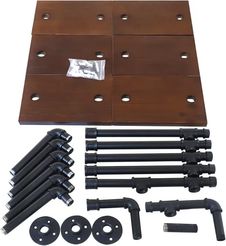Miniatura 6 de YIYIBYUS Estante flotante de madera y tubo de hierro rústico industrial de 6 niveles, estante de escalera multiusos para artículos decorativos, sala