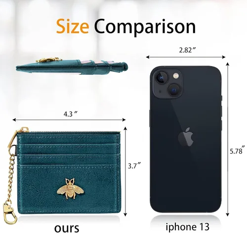 Miniatura 62 de SEAVILIA Tarjetero llavero cartera para mujer con ventana de identificación RFID monedero regalo abeja delgada minimalista pequeña cartera