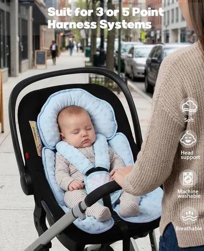 Miniatura 6 de Inserto reversible para asiento de coche para bebé, almohada de apoyo para cabeza y cuerpo de 2 en 1 para recién nacidos y niños pequeños, cojín