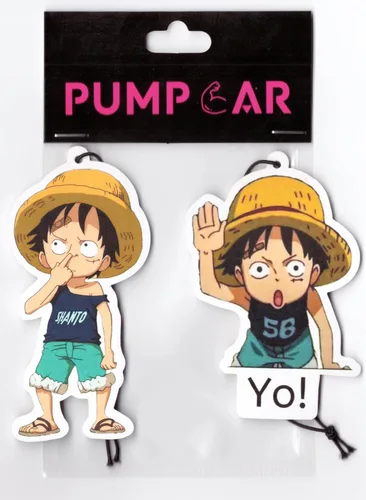 PumpCar - Ambientador para automóvil de una pieza con aroma a cereza, 2 piezas Luffy Kid colgante de doble cara de anime japonés para espejo
