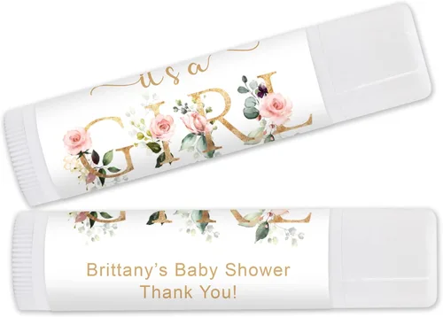 It's A Girl Baby Shower Favors - Bálsamo labial personalizado, recuerdos de revelación de género, juego de 24