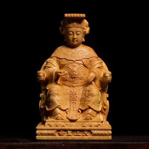 Miniatura 2 de Abstracción Escultura Mazu Estatuas Mar Dios Buddha Tallas Madera Sólida Decoración para el Hogar