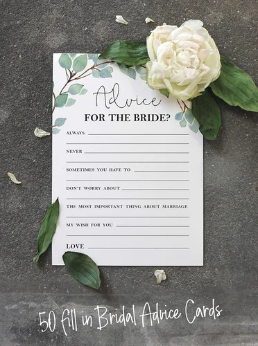Miniatura 5 de Juego de 50 tarjetas de actividades de juego Greenery Mad Libs Consejos para la novia