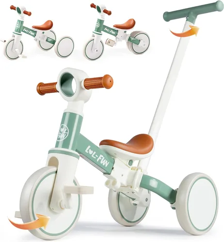 Miniatura 10 de LOL-FUN Triciclos 5 en 1 para Niños Pequeños de 1-3 Años Niños Niñas Juguete con Mango de Empuje y Dirección para Padres, Bicicleta de Equilibrio