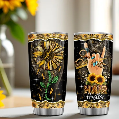 Miniatura 5 de Hair Hustler - Vaso de acero inoxidable de 20 onzas con texto en inglés "You Are My Sunshine", regalos de girasol para estilistas, regalos