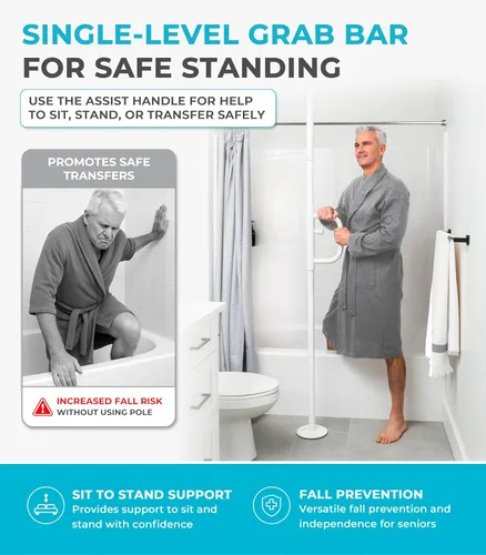 Miniatura 3 de Palo de seguridad Standers para ponerse de pie con barra curva de sujeción, 1100-W, blanco (Iceberg White), 1, 1