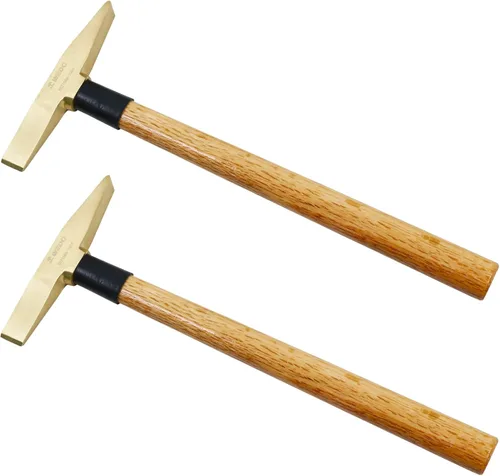 Miniatura 13 de WEDO Juego de martillo de soldadura de latón de 2 piezas, 5.29 oz+10.58 oz, mango de madera, martillo escalador, martillo astillado, forjado a