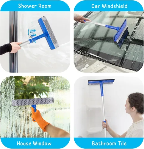 Miniatura 5 de Herramienta de limpieza de ventanas para el hogar con poste de extensión de 20 a 30 pulgadas, escobilla para limpieza del parabrisas del automóvil