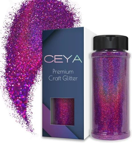 Miniatura 29 de Ceya 110g/ 3.8oz Polvo de Purpurina Holográfica Ultra Fina Láser Verde 1/128” 0.008” 0.2mm para Slime, Resina Epoxy, Manualidades, Vaso, Joyería