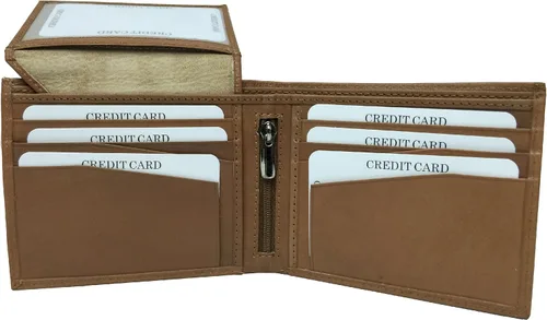 Miniatura 4 de BMF billetera de cuero genuino bordado color marrón auténtica BMF