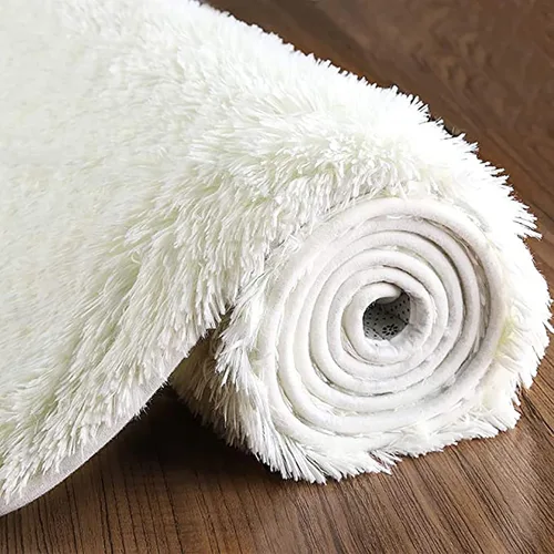Miniatura 4 de ZZenSmot Alfombra ovalada y esponjosa, alfombra de noche de felpa suave, color liso, para dormitorio, sala de estar, color rosa, 63 x 24 pulgadas