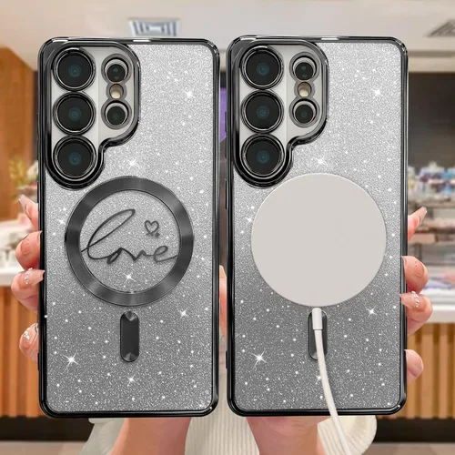 Miniatura 113 de ZONRW - Funda para Samsung Galaxy S22 Ultra magnética, para mujeres y niñas, cubierta trasera suave, lujosa, con corazón de amor, bling, degradado