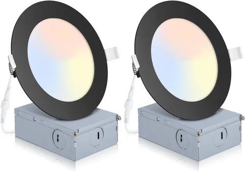 Miniatura 8 de 2 Pack de iluminación LED empotrable inteligente negra de 4 pulgadas, luces LED empotrables ultradelgadas de 4 pulgadas de 9 W, 850 lúmenes