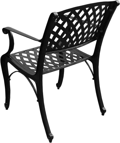 Miniatura 5 de Oakland Living Silla de comedor de patio negro de aluminio fundido de malla al aire libre moderna