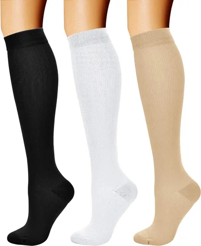 CHARMKING - Calcetines de compresión para mujeres y hombres (3 pares), 15-20 mm Hg, el mejor apoyo para atletismo, running o ciclismo, mejora la