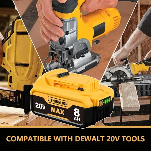 Miniatura 11 de 8.0Ah Compatible con la batería DeWalt 20V Max DCB200 DCB201 DCB180 DCB203 DCB204 DCB206 para herramientas eléctricas sin cable con indicador LED