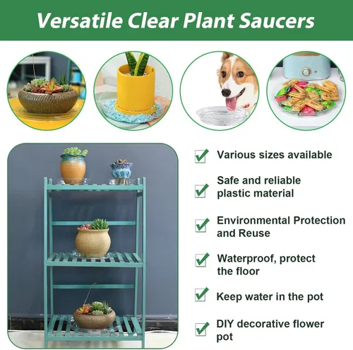 Miniatura 5 de Paquete de 30 platillos transparentes para plantas en interiores (4, 6, 8, 10, 12 pulgadas) platillos para macetas para plantas en maceta, juego