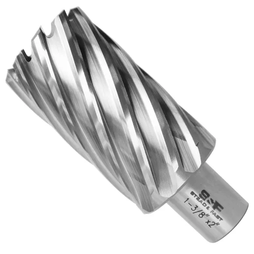 Miniatura 39 de S&F STEAD & FAST Cortador anular, diámetro de corte de 9/16" x 1" profundidad de corte para prensa de taladro magnética, brocas Mag con pasador